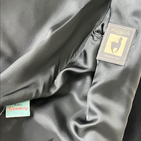 Cinzia Rocco Due Alpaca Wool Blend Jacket Coat Women 12 Single Breast Black Hood - Picture 11 of 16